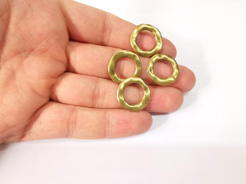 4 Organic Shape Circle Antique Bronze Plated Findings (20mm) G24697