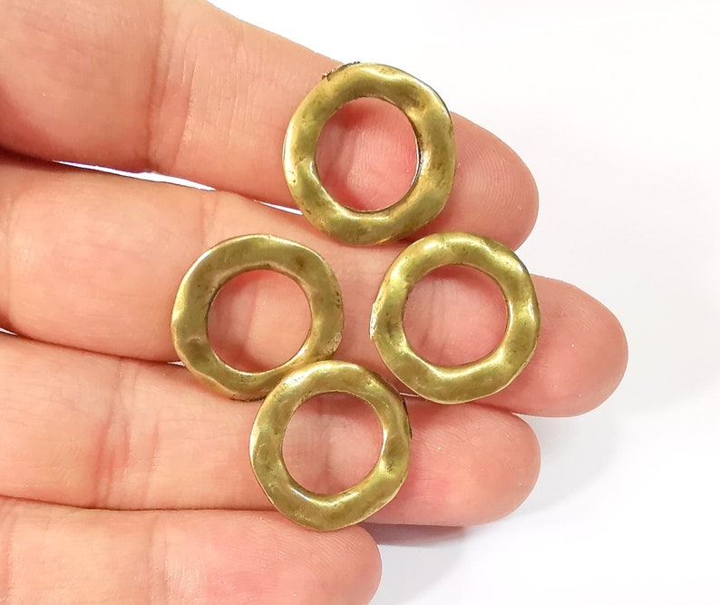 4 Organic Shape Circle Antique Bronze Plated Findings (20mm) G24697