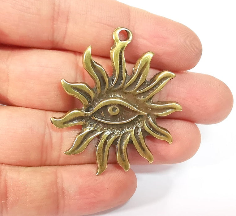 Sun Eye Charms Antique Bronze Plated Charms (49x42mm) G24705
