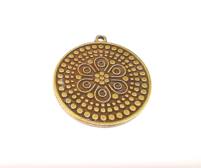 Medallion Boho Pendant Ethnic Tribal Pendant Antique Bronze Plated Charms (54mm) G24710