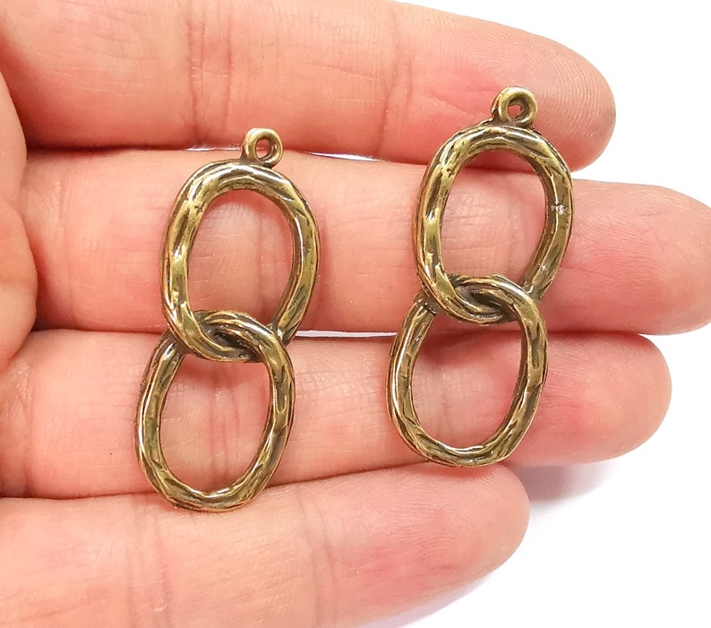 2 Circles Charms Antique Bronze Plated Charms (42x17mm) G24713