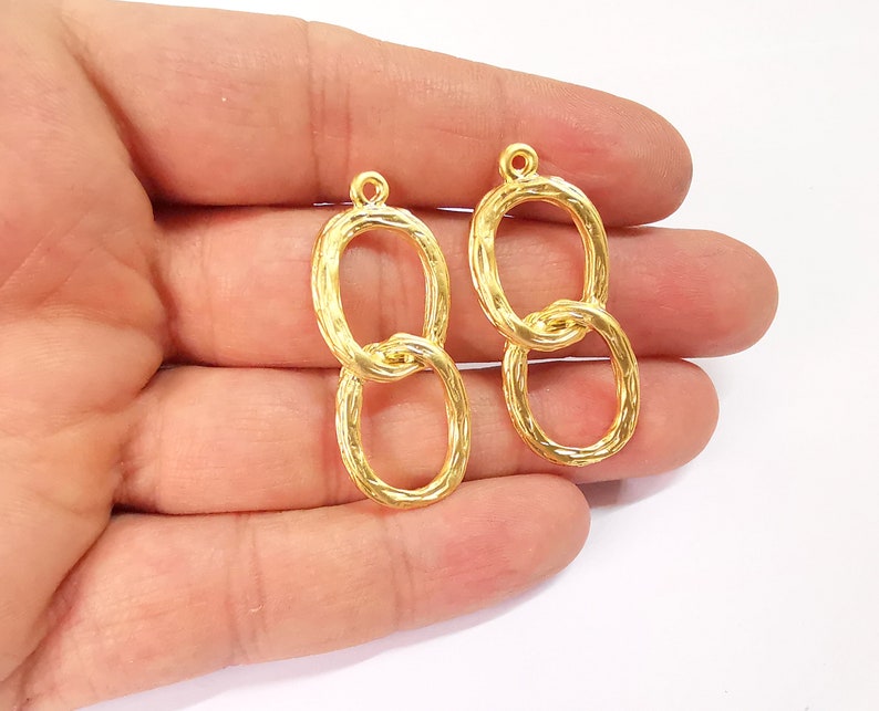 2 Circles Charms Gold Plated Charms (42x17mm) G24719