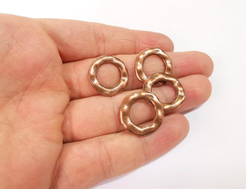 4 Organic Shape Circle Antique Copper Plated Findings (20mm) G24720