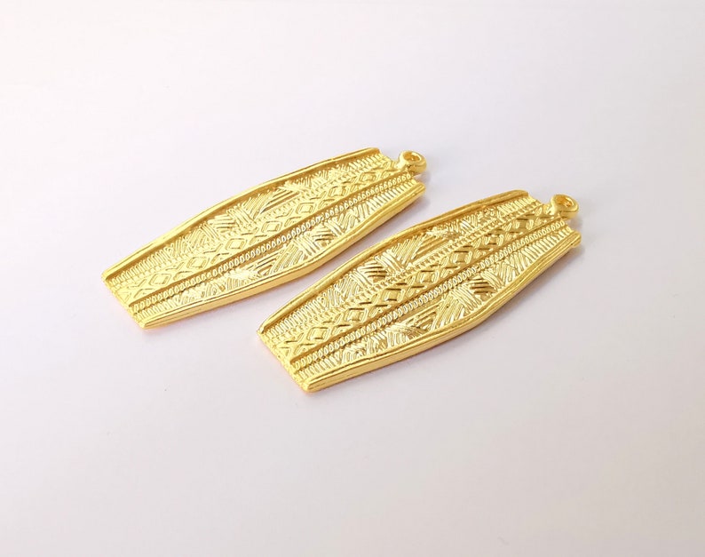 Gold Plated Ethnic Dangle Pendants Charms Gold Plated Charms (57x21mm) G24727