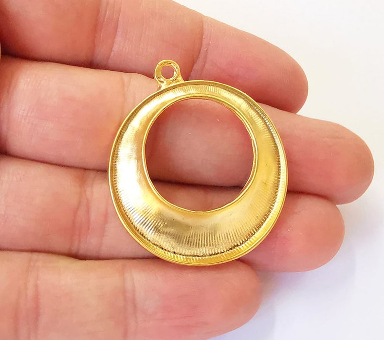 2 Gold Plated Circle Charms (40x35mm) G24731