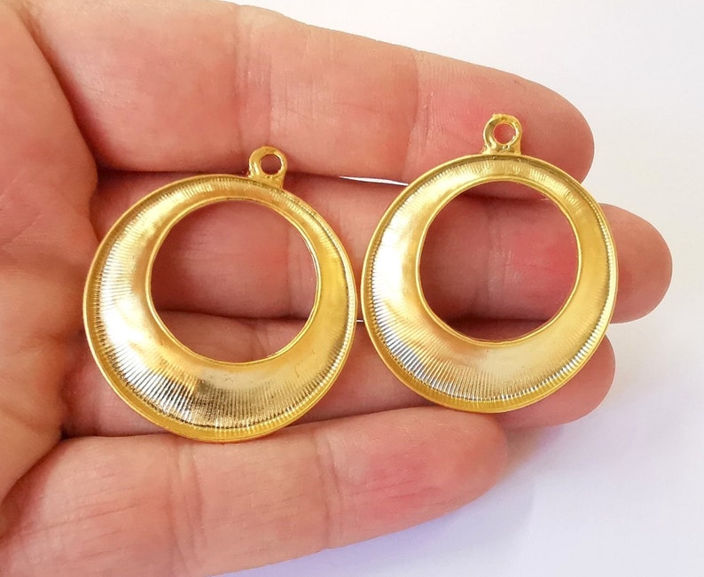 2 Gold Plated Circle Charms (40x35mm) G24731