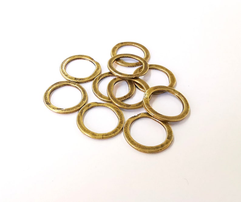 10 Circle Hoop Findings Antique Bronze Plated Circle Findings (18mm) G20813