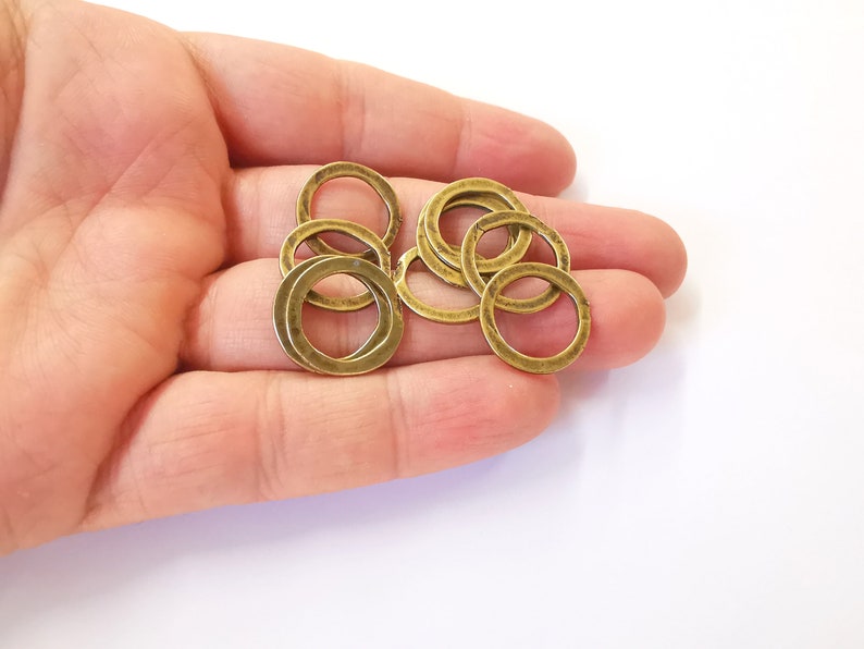10 Circle Hoop Findings Antique Bronze Plated Circle Findings (18mm) G20813
