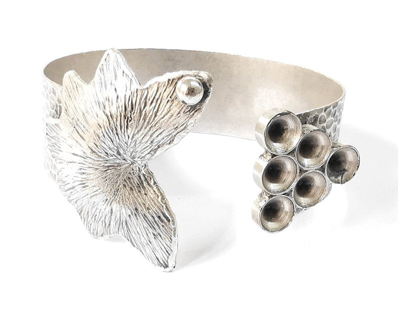 Butterfly bracelet brass cuff blank bezel Glass cabochon base Adjustable antique silver(8mm Blanks ) G24545