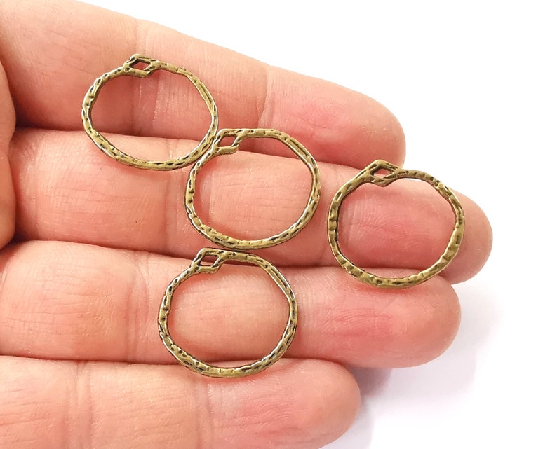 10 Circle hammered charms Antique bronze plated charms (22x21mm) G24552