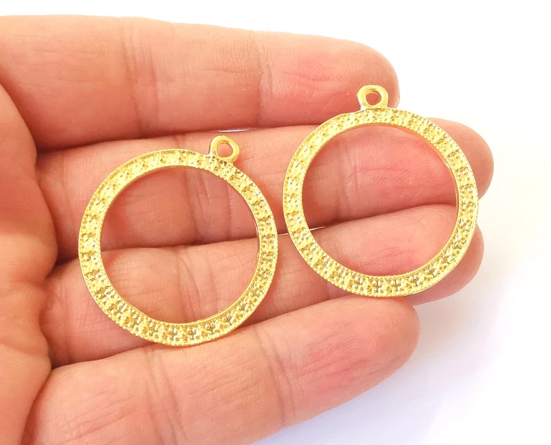 2 Gold Charms Gold Plated Charms (37x32mm) G24563