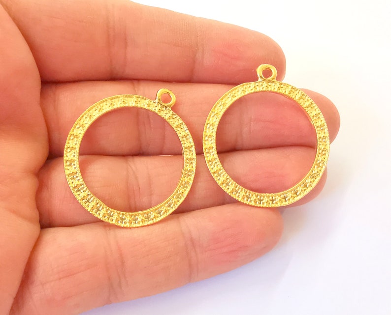 2 Gold Charms Gold Plated Charms (37x32mm) G24563