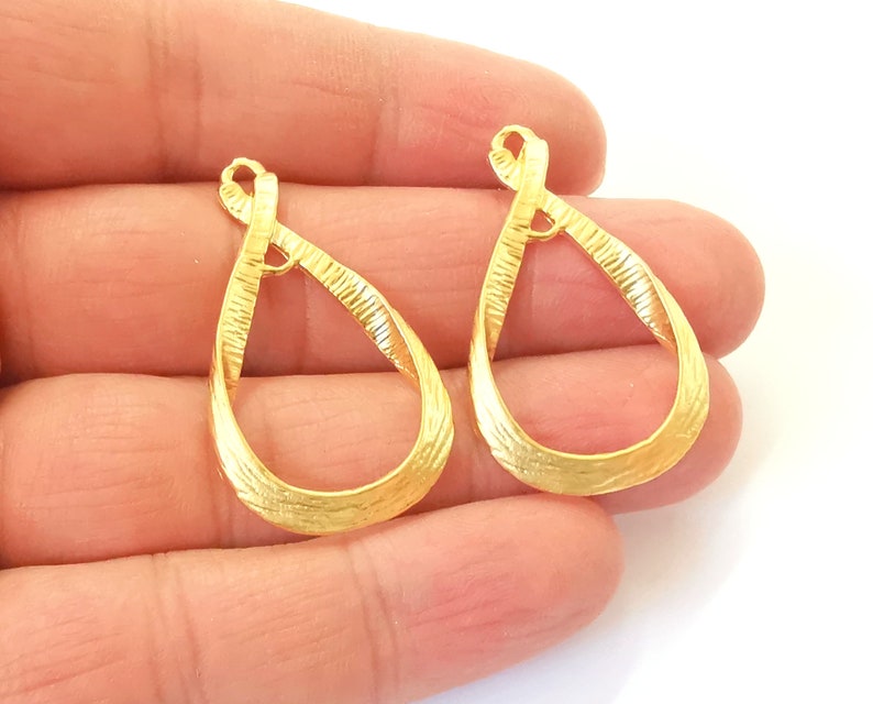 2 Drop connector charms Gold plated charms (40x23mm) G24568