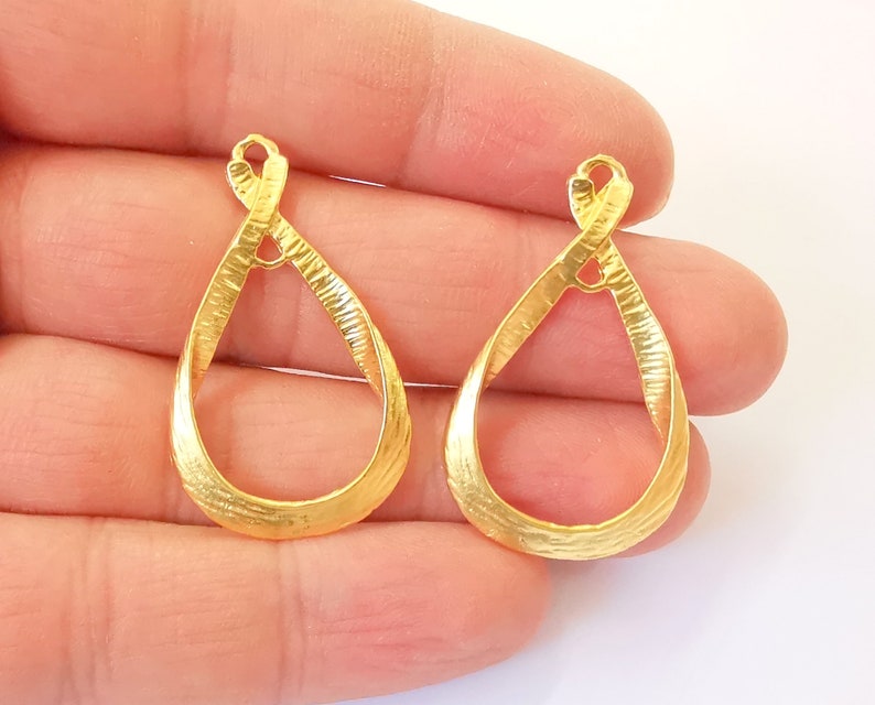 2 Drop connector charms Gold plated charms (40x23mm) G24568