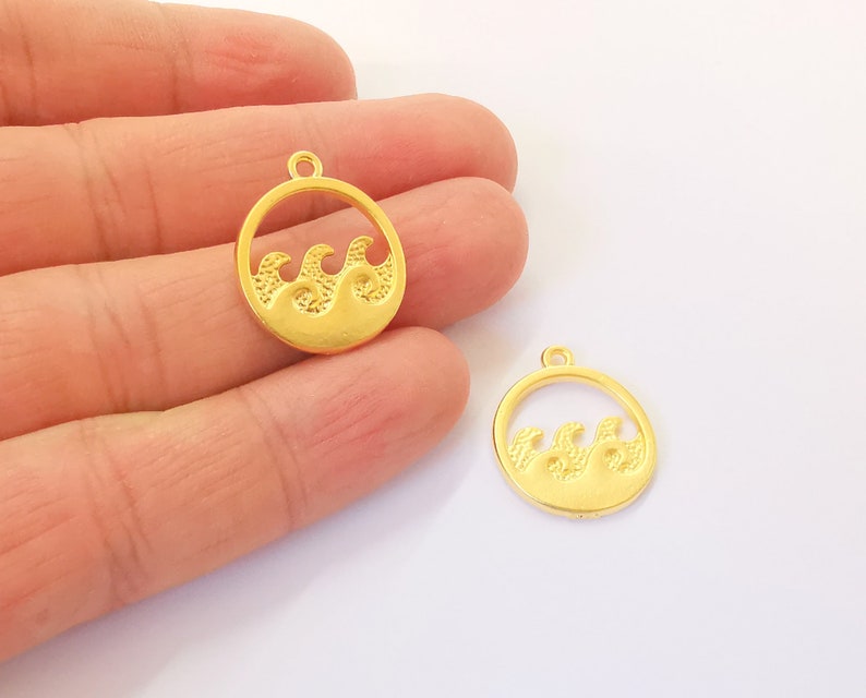 2 Sea waves charms Gold plated charms (23x20mm) G24575
