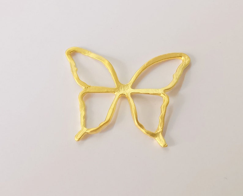 2 Butterfly charms Gold plated charms (45x36mm) G24578