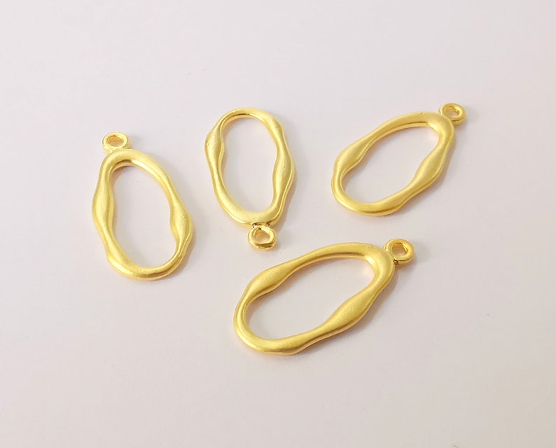 5 Oval charms Gold plated charms (25x12mm) G24586