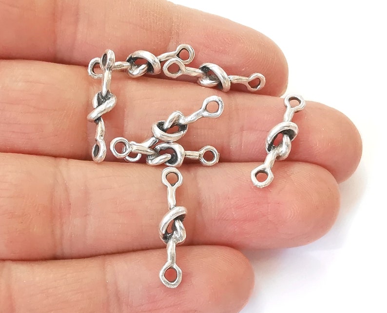10 knot rope connector charms Antique silver plated charms (21x5mm) G24602