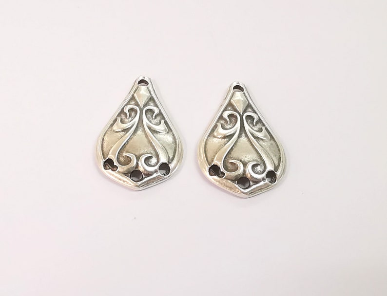 2 Silver Connector Charms Antique Silver Plated Charms (33x20mm) G24625