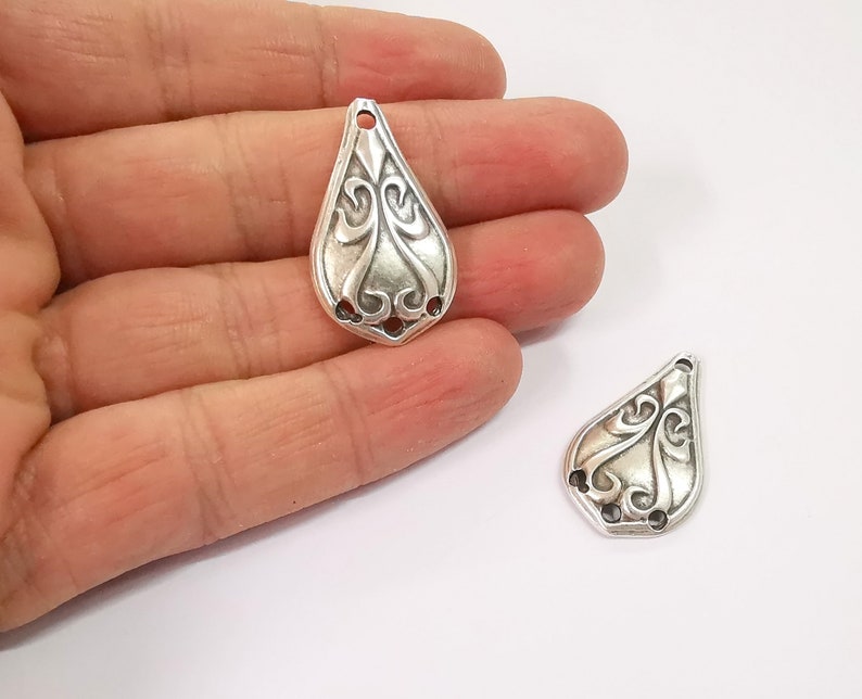 2 Silver Connector Charms Antique Silver Plated Charms (33x20mm) G24625