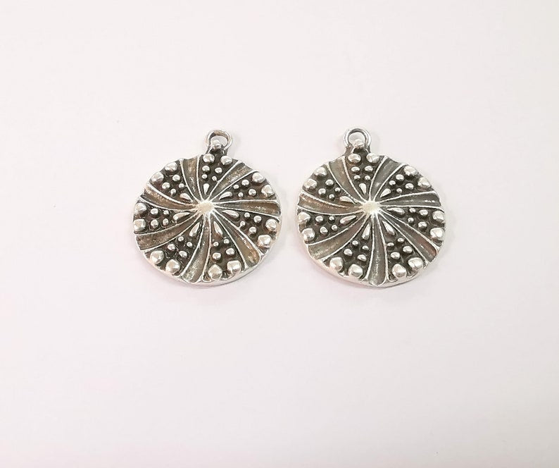 2 Silver Charms Antique Silver Plated Charms (28mm) G24627