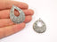 2 Drop Flower Connector Charms with ten holes Antique Silver Plated Charms (43x32mm) G24629
