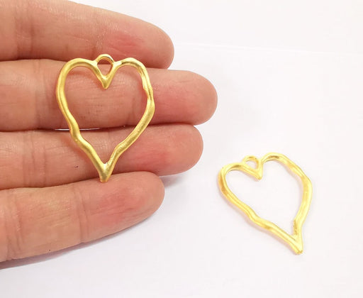 2 Heart Charm Gold Plated Charm (37x28mm) G24660