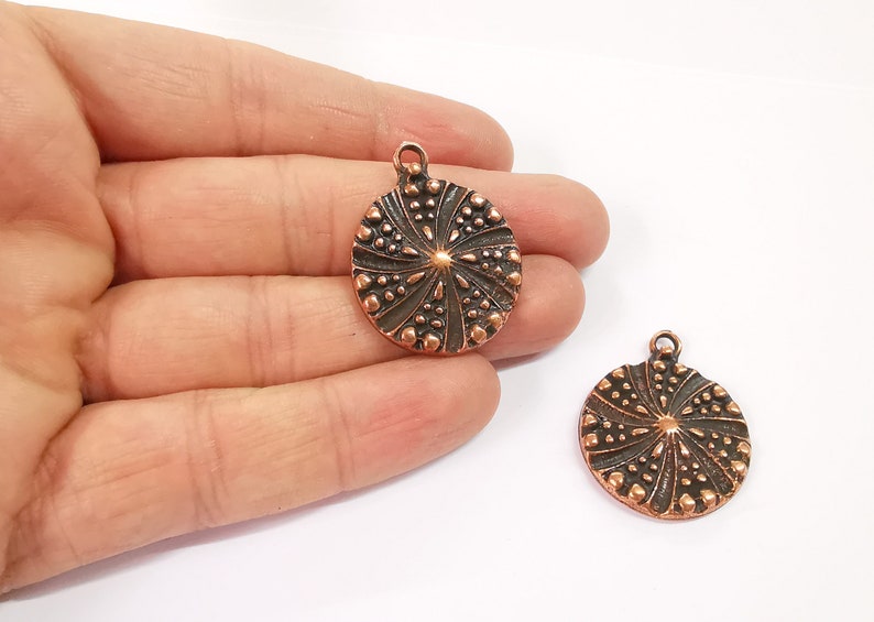 2 Copper Charms Antique Copper Plated Charms (28mm) G24668