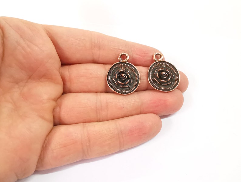 2 Rose Charms Antique Copper Plated Charms (21mm) G24670