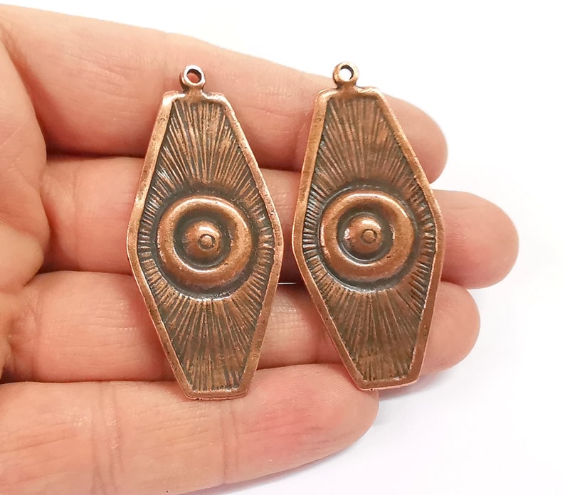 2 Dangle Pendant Eye Pendant Antique Copper Plated Charms (55x26mm) G24673