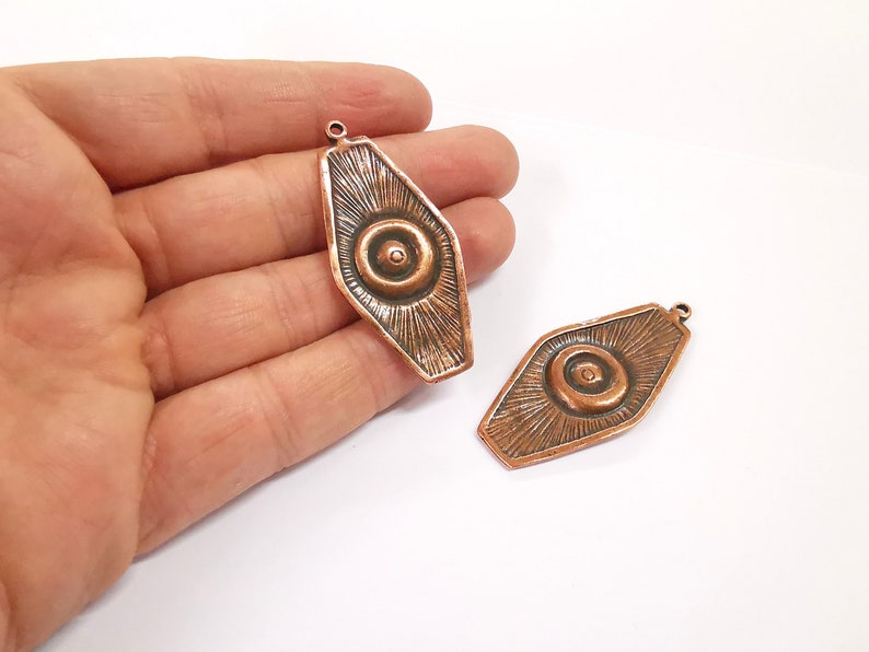 2 Dangle Pendant Eye Pendant Antique Copper Plated Charms (55x26mm) G24673