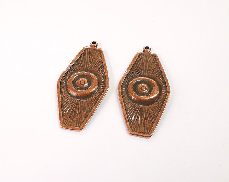 2 Dangle Pendant Eye Pendant Antique Copper Plated Charms (55x26mm) G24673