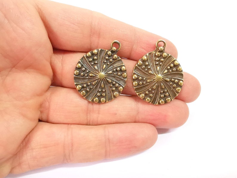 2 Bronze Charms Antique Bronze Plated Charms (28mm) G24674