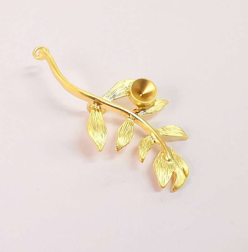 Leaf Gold Plated Brass Pendant Blank Mountings (60x29) G24663