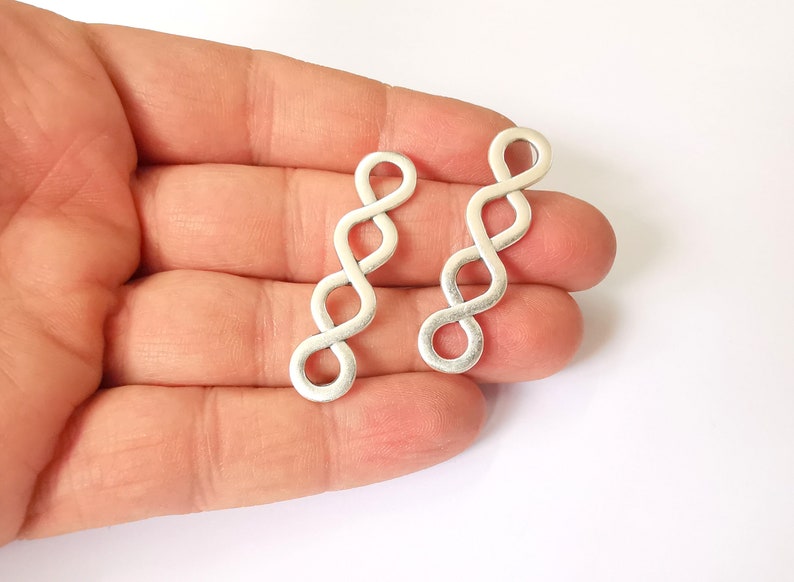 4 Antique Silver Plated Charms Connector (44x11mm) G24761