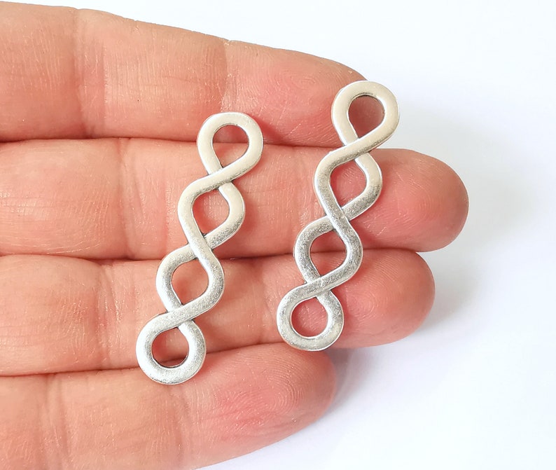 4 Antique Silver Plated Charms Connector (44x11mm) G24761