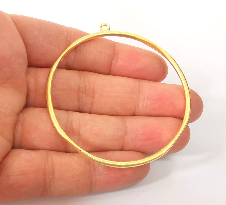 2 Round Circle Findings Pendant Gold plated pendant (66x62mm) G24690