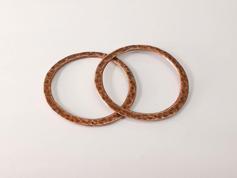 4 Hammered Circle Connector Antique Copper Plated Connector Findings (40mm) G24693