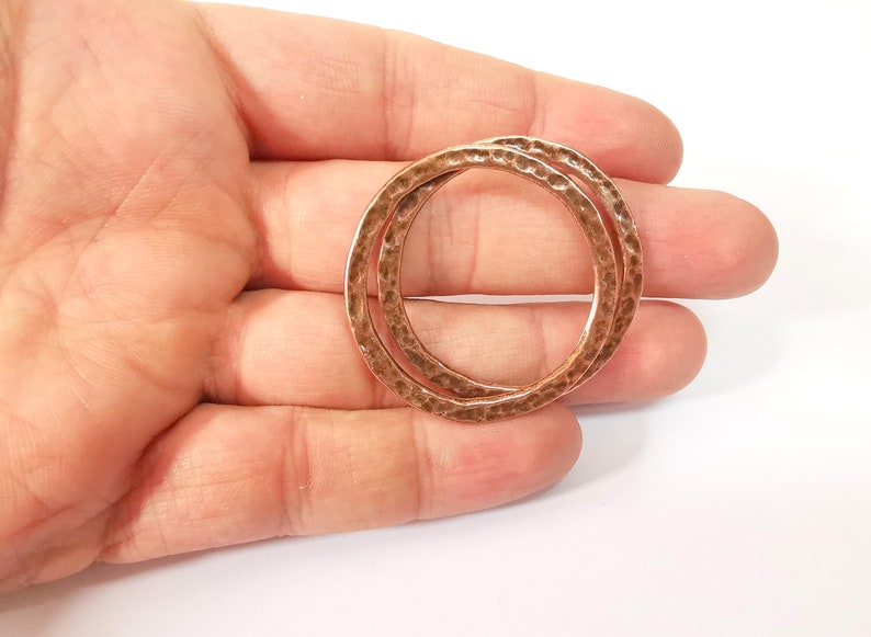 4 Hammered Circle Connector Antique Copper Plated Connector Findings (40mm) G24693