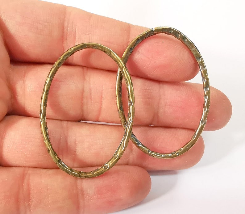 4 Hammered Oval Findings Antique Bronze Plated Findings (47x33mm) G24696