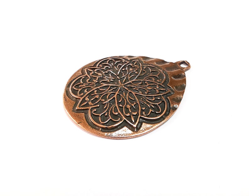 Flower Boho Pendant Ethnic Tribal Pendant Rustic Pendant Antique Copper Plated Charms (56x42mm) G24709