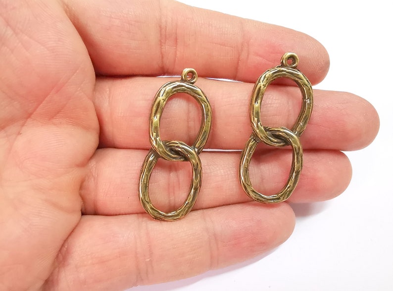 2 Circles Charms Antique Bronze Plated Charms (42x17mm) G24713