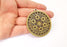 Flower Medallion Pendant Ethnic Tribal Pendant Rustic Pendant Antique Bronze Plated Charms (54mm) G24715