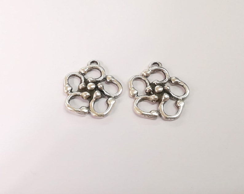 2 Dangle Charms Ethnic Tribal Rustic Charms Antique Silver Plated Charms (29x25mm) G24718