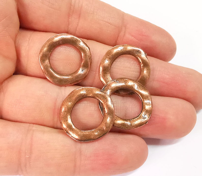 4 Organic Shape Circle Antique Copper Plated Findings (20mm) G24720