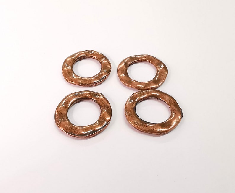 4 Organic Shape Circle Antique Copper Plated Findings (20mm) G24720