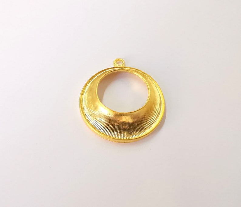 2 Gold Plated Circle Charms (40x35mm) G24731