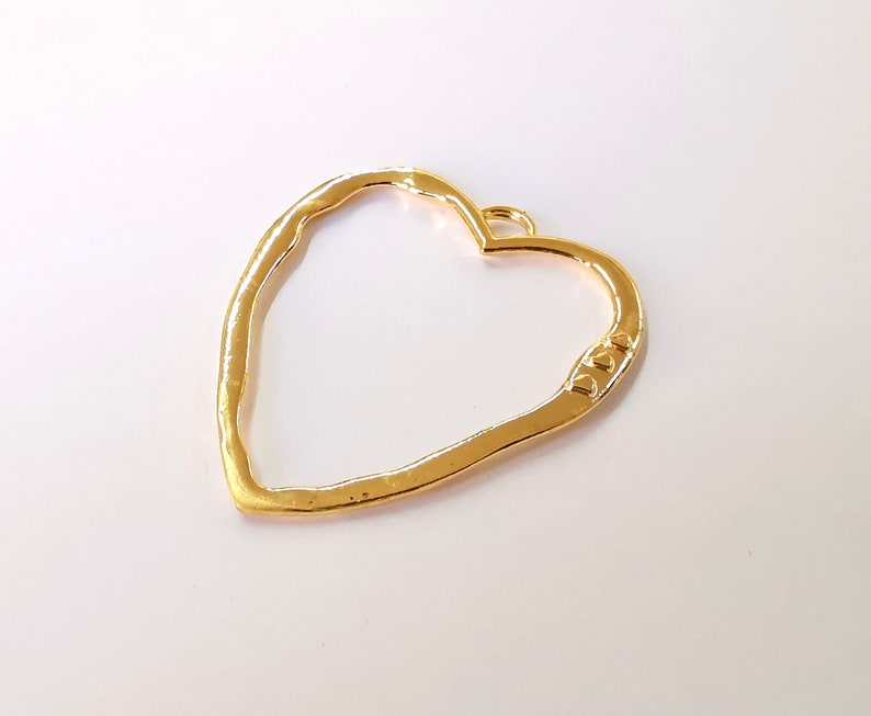 Heart Pendant Charms Shiny Gold Plated Charms (50x43mm) G24733