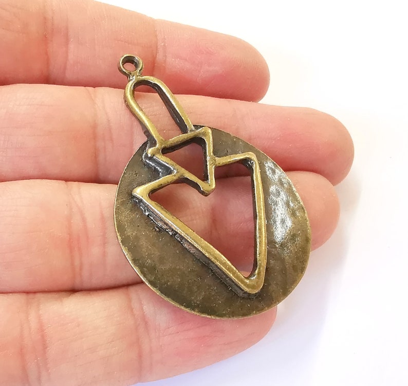 2 Hammered Direction Arrow Charms Antique Bronze Plated Charms (55x36mm) G24738