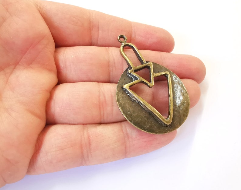 2 Hammered Direction Arrow Charms Antique Bronze Plated Charms (55x36mm) G24738